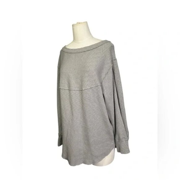 Free People OG Long Sleeve Pullover Top Stone Size Small #OB1164798 - Picture 3 of 9